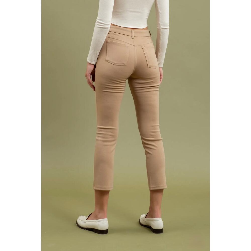 TW1525 HIGH WAIST STRAIGHT LEG CROPPED PANTS - Picture 4 of 5